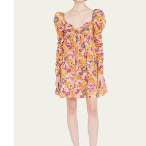 ZIMMERMANN
Violet Floral Empire Mini Dress with Ruched Sleeves size 0